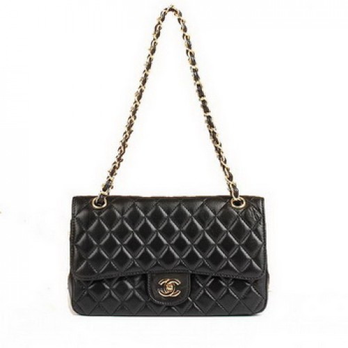 Chanel 2.55 Series Flap Bag 1112 Zwart Leer Gouden Hardware