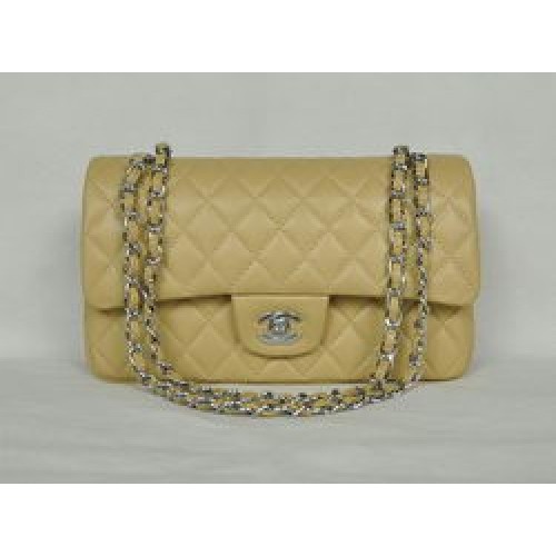 Chanel Classic Flap Bag 1112 Abrikozenleer Zilver Hardware