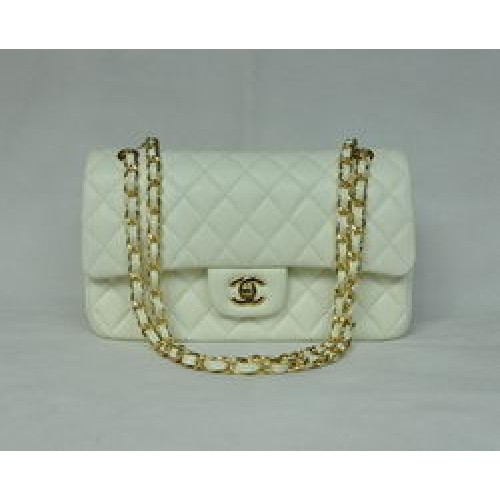 Chanel Classic Flap Bag 1112 Beige Leer Gouden Hardware