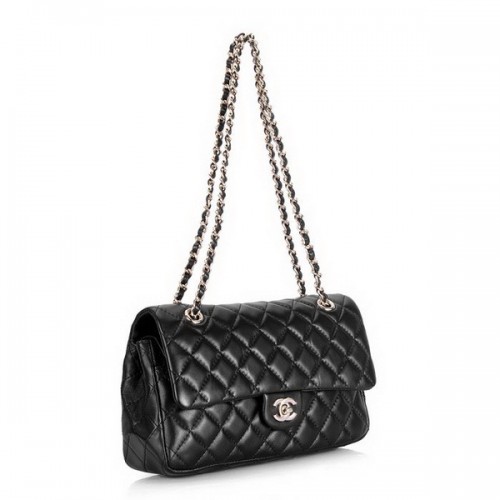 Chanel 2.55 Classic Series Flap Bag 1112 Zwart Leer Gouden Hardware