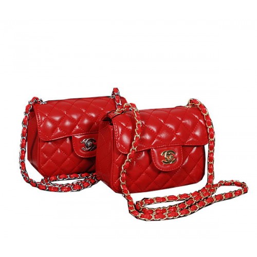 Chanel 1115 Classic mini Flap Bag in rood schapenleer