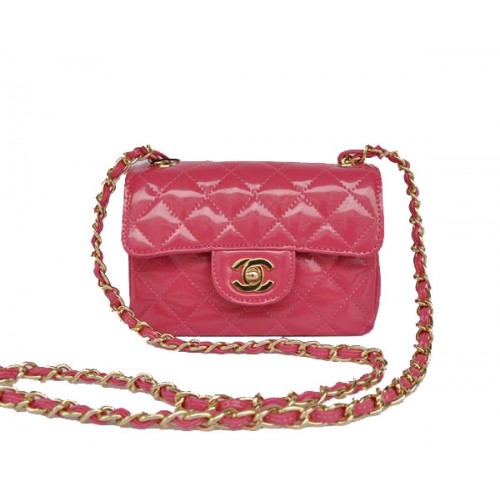 Goedkope Chanel Classic mini Flap Bag 1115 Peach Patent Golden Hardware