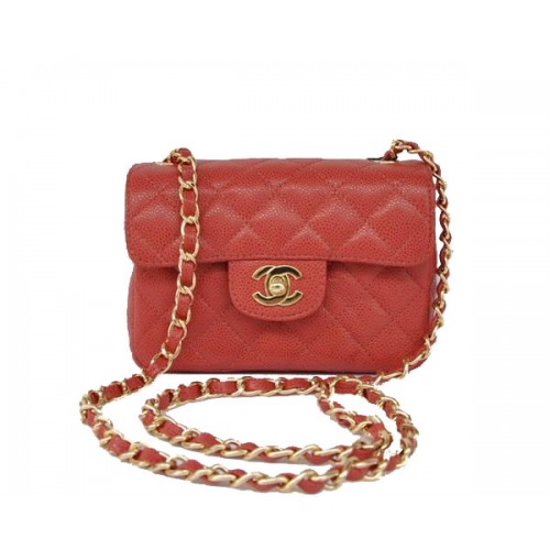Goedkope Chanel Classic mini Flap Bag 1115 rood leer gouden hardware