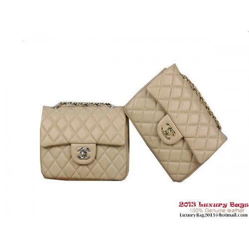 Chanel 1115 mini Classic Flap Bag Schapenleer Abrikoos