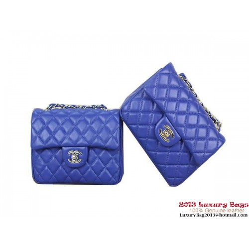 Chanel 1115 mini Classic Flap Bag Schapenleer Blauw