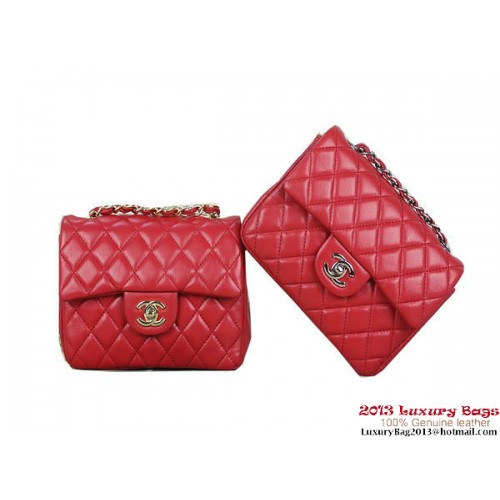 Chanel 1115 mini Classic Flap Bag Schapenleer Rood