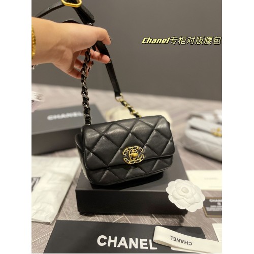Chanel 19 Heuptas Origineel Schapenleer AS2388 Zwart