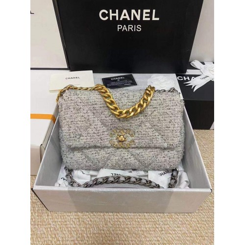 Chanel 19 flap bag Tweed AS1160 Grijs