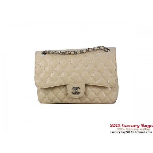 Chanel 2.55 Classic Flap Bag Abrikoos Origineel Cannage Patronen Leer Zilver