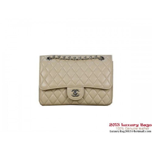 Chanel 2.55 Classic Flap Bag Abrikoos Schapenleer Zilver