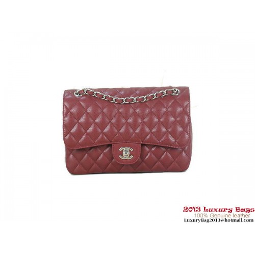 Chanel 2.55 Classic Flap Bag Bordeaux Origineel Cannage Patronen Leer Zilver
