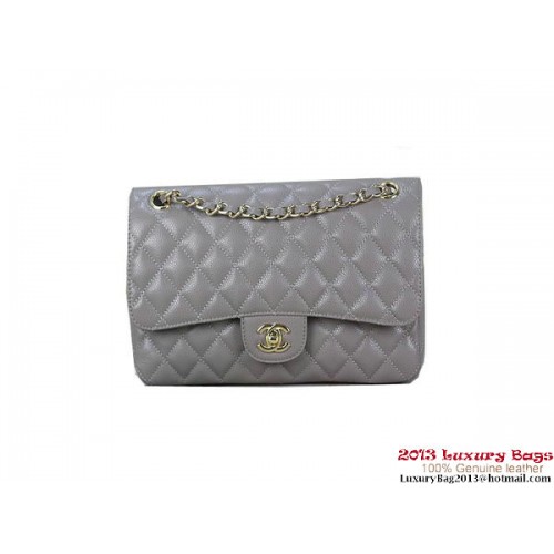 Chanel 2.55 Classic Flap Bag Grijs Origineel Cannage Patronen Leer Goud
