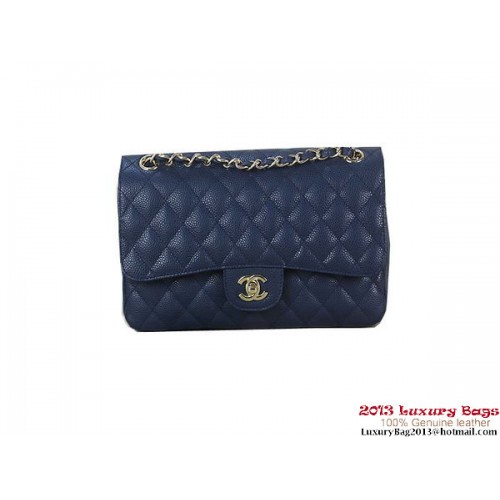 Chanel 2.55 Classic Flap Bag RoyalBlue Originele Cannage Patronen Leer Goud