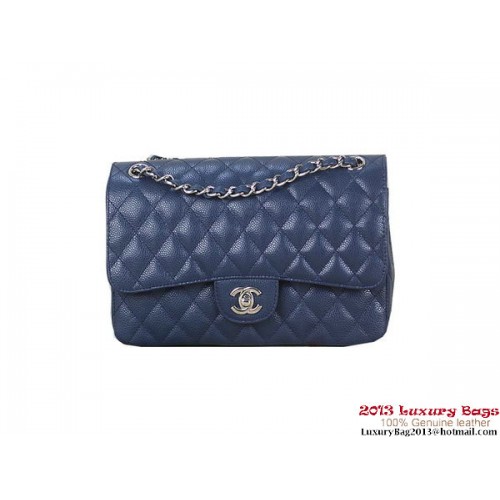 Chanel 2.55 Classic Flap Bag RoyalBlue Originele Cannage Patronen Leer Zilver