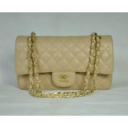 Chanel 2.55 gewatteerde kleptas 1112 abrikoos met gouden hardware