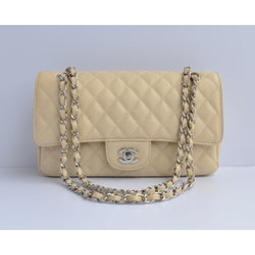 Chanel 2.55 gewatteerde kleptas 1112 beige met zilveren hardware