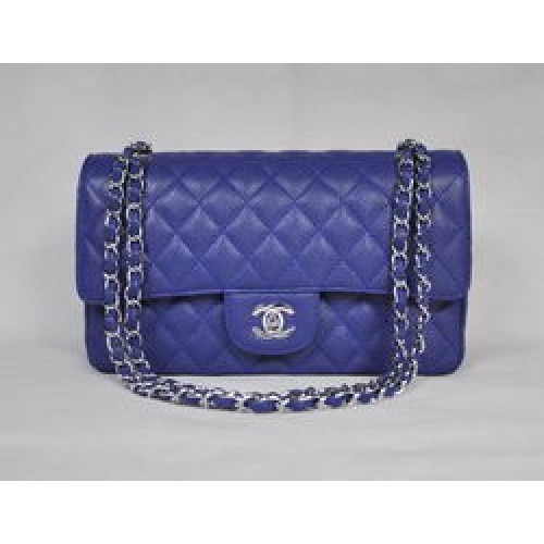 Chanel 2.55 gewatteerde kleptas 1112 blauw met zilveren hardware