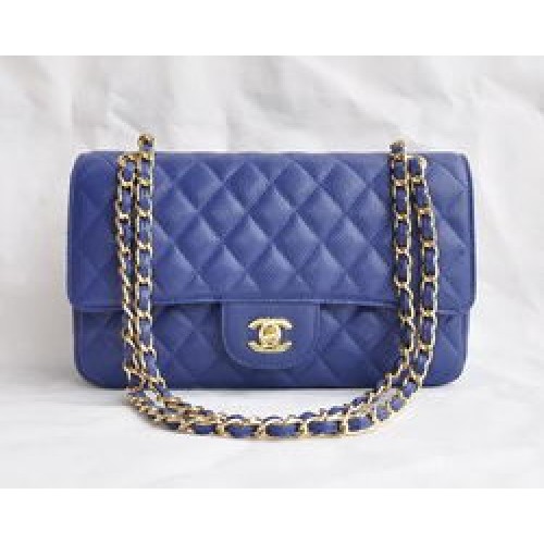 Chanel 2.55 gewatteerde kleptas 1112 diepblauw met gouden hardware