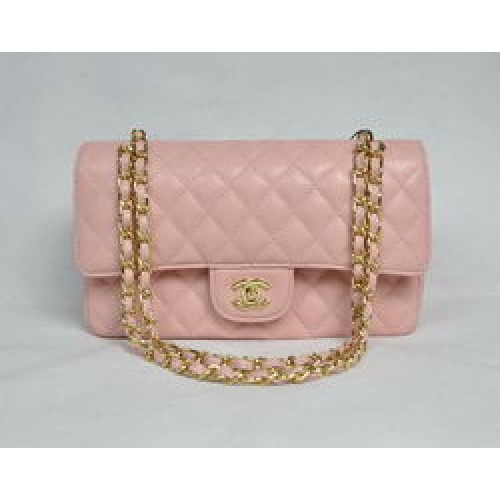 Chanel 2.55 gewatteerde kleptas 1112 roze met gouden hardware