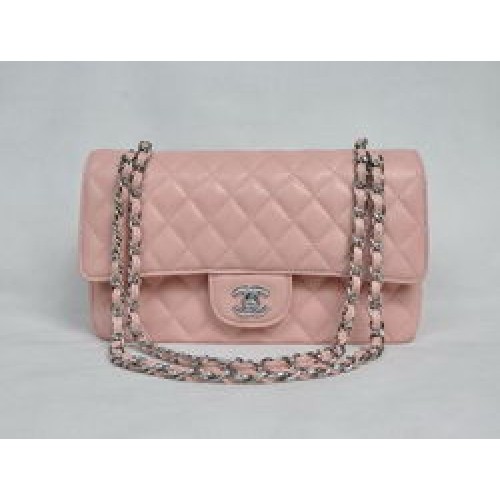 Chanel 2.55 gewatteerde kleptas 1112 roze met zilveren hardware