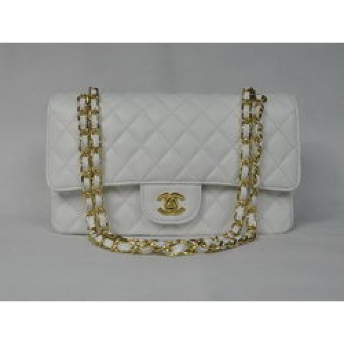 Chanel 2.55 gewatteerde kleptas 1112 wit met gouden hardware