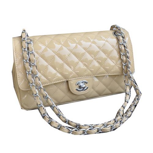 Chanel 2.55 Serie Tas Abrikoos Schapenleer CHA1112 Zilver