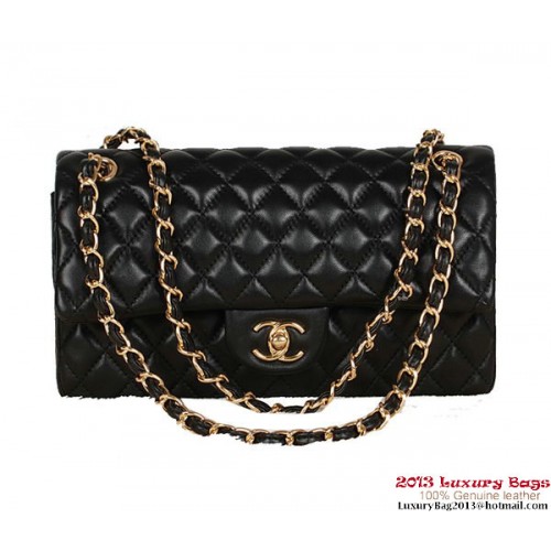 Chanel 2.55 Serie Tas Zwart Schapenleer 1112 Goud