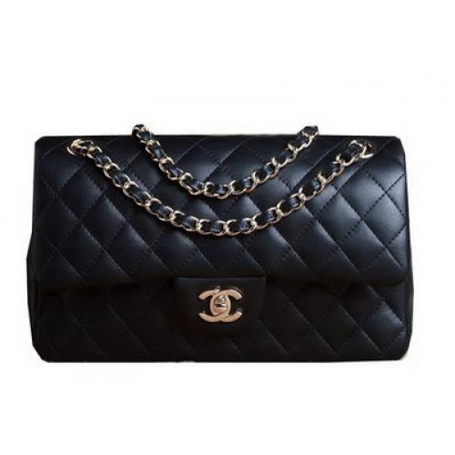 Chanel 2.55 Serie Tas Originele Zwarte Schapenvacht CHA1112 Goud