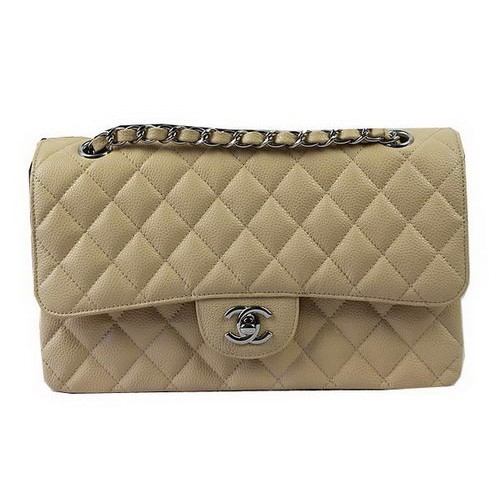 Chanel 2.55 Serie Tassen Abrikoos Cannage Patroon Leer CFA1112 Zilver