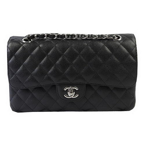 Chanel 2.55 Serie Tassen Zwart Cannage Patroon Leer CFA1112 Zilver