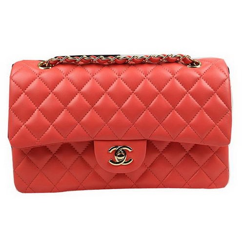 Chanel 2.55 Serie Tassen Oranje Origineel Leer CFA1112 Goud