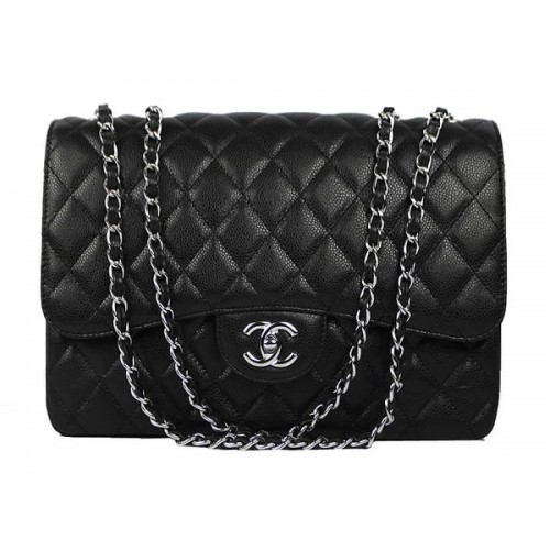 Chanel 2.55 Series Caviar Leather Large Flap Bag A36070 Zwart