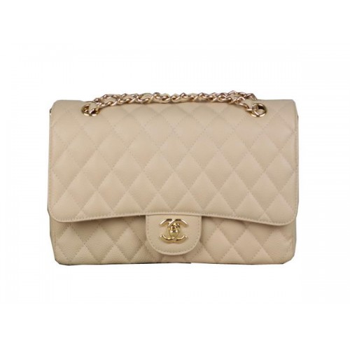 Chanel 2.55 Serie Klassieke Flap Bag 1112 Abrikoos Cannage Patroon Origineel Leer Goud
