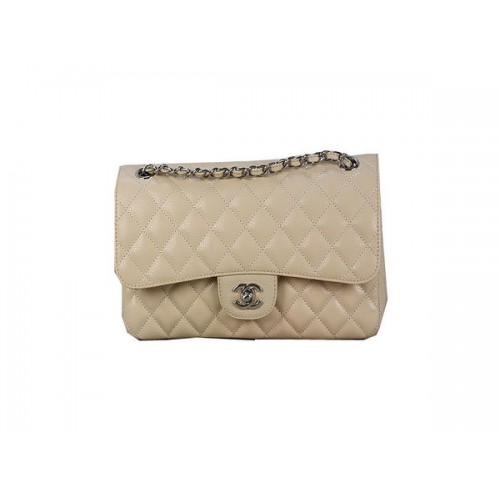 Chanel 2.55 Serie Klassieke Flap Bag 1112 Abrikoos Origineel Cannage Patroon Leer Zilver