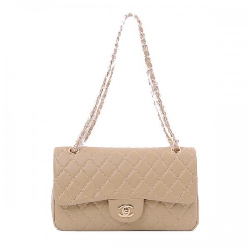 Chanel 2.55 Series Klassieke Flap Bag 1112 Abrikoos Schapenvacht Goud