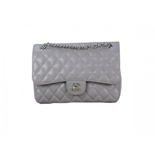Chanel 2.55 Serie Klassieke Flap Bag 1112 Grijs Origineel Cannage Patroon Leer Zilver