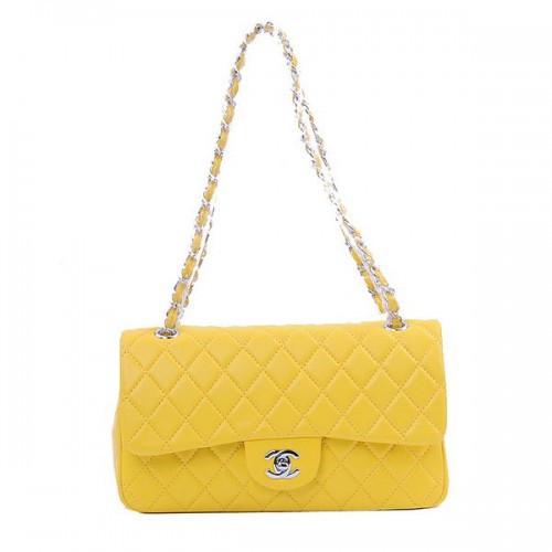 Chanel 2.55 Series Classic Flap Bag 1112 Citroen Schapenvacht Zilver