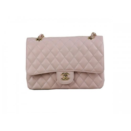 Chanel 2.55 Serie Klassieke Flap Bag 1112 Roze Cannage Patroon Origineel Leer Goud