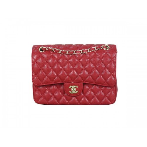 Chanel 2.55 Serie Klassieke Flap Bag 1112 Rood Cannage Patroon Origineel Leer Goud