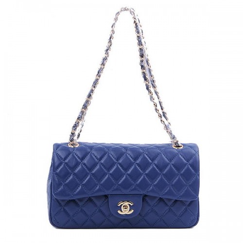 Chanel 2.55 Series Classic Flap Bag 1112 RoyalBlue Schapenvacht Goud