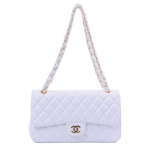 Chanel 2.55 Series Classic Flap Bag 1112 Wit schapenvacht goud