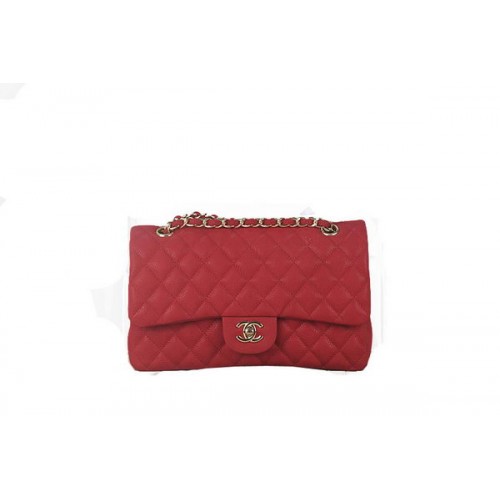 Chanel 2.55 Series Classic Flap Bag A01112 Rood Origineel Nubuck Cannage Patroon Leer Goud