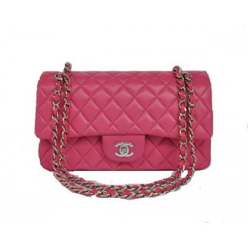Goedkope Chanel 2.55 Series Flap Bag 1112 Rose Schapenvacht Leer Zilver Hardware
