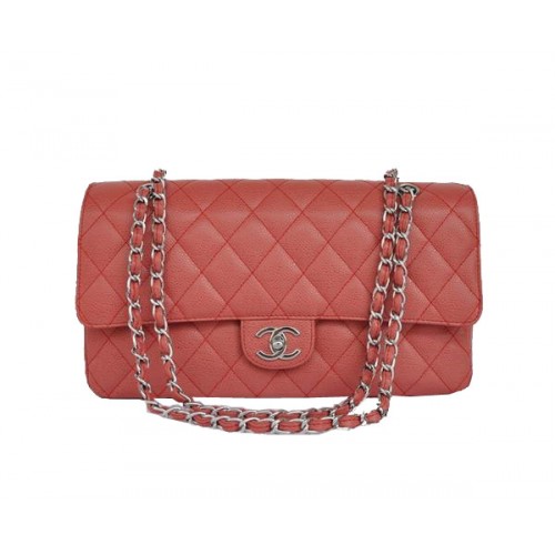 Goedkope Chanel 2.55 Series Flap Bag 1113 Rood Leer Zilver Hardware