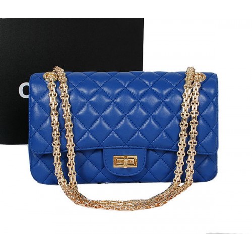 Chanel 2.55 Series Flap Bag A226 RoyalBlue Schapenleer Goud