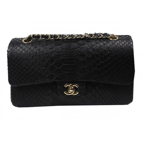 Chanel 2.55 Serie Flap Bags Origineel Slangenleer A1112 Zwart