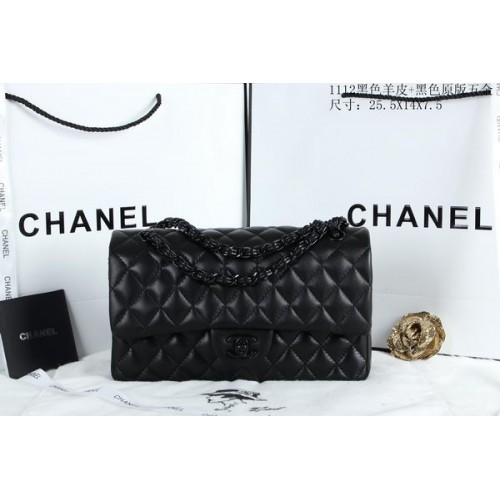 Chanel 2.55 Serie Flap Bags Schapenleer A1112 Zwart