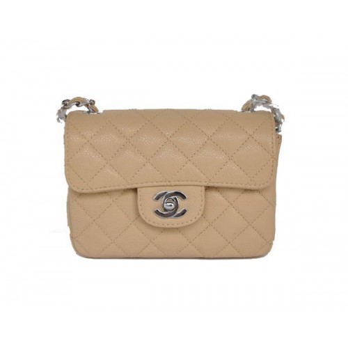 Chanel 2.55 mini Flap Bag 1115 Beige schapenvacht zilveren hardware