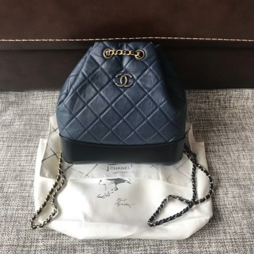 Chanel 2018 originele kalfsleren rugzak 81229 blauw