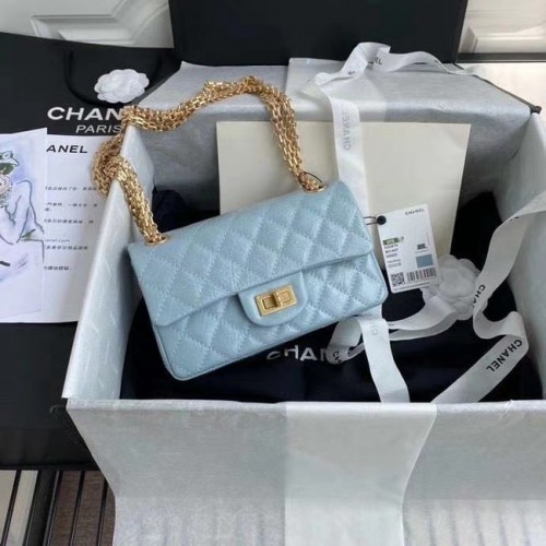 Chanel 2.55 Flap Bag van kalfsleer A37586 hemelsblauw